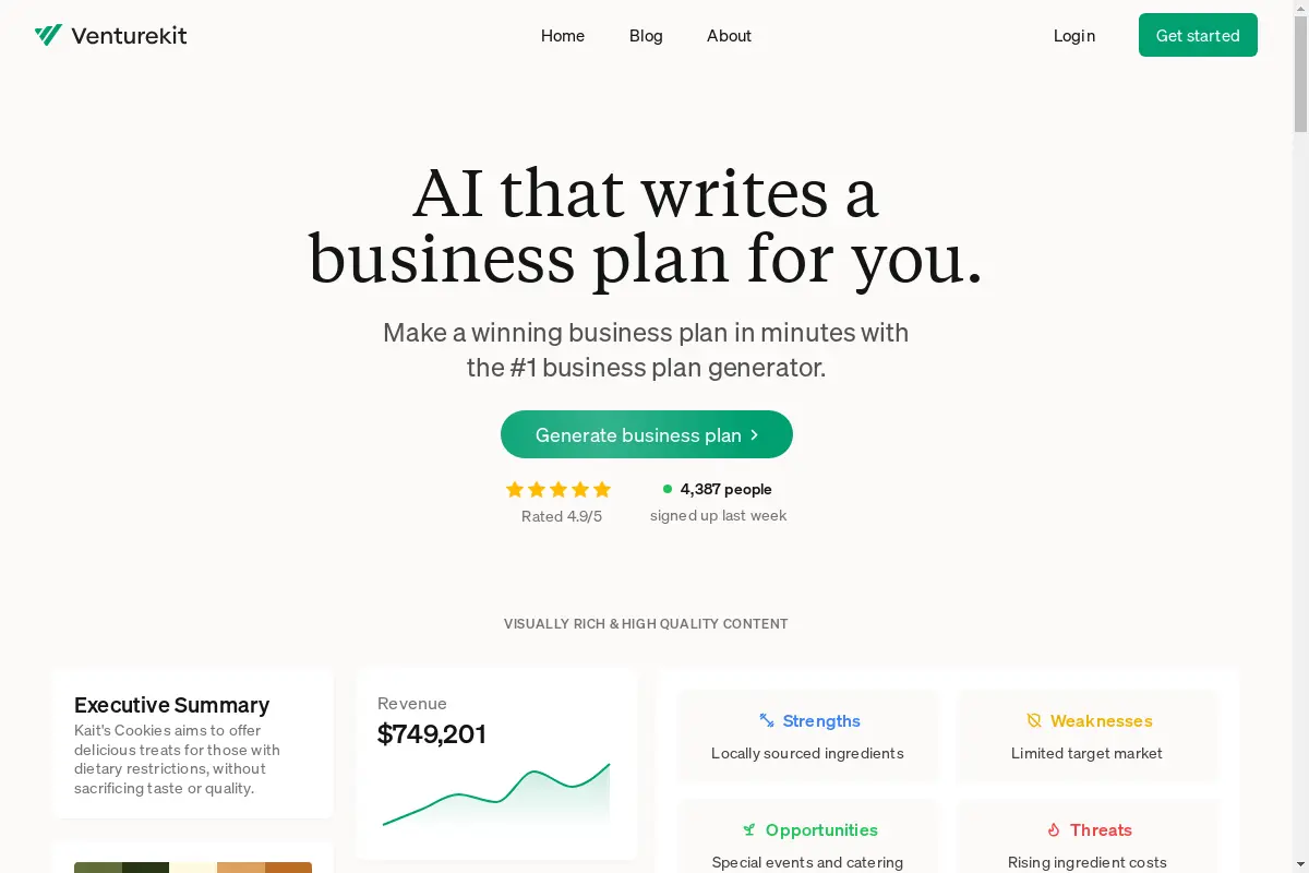 Venturekit | AI Generated Business Plans